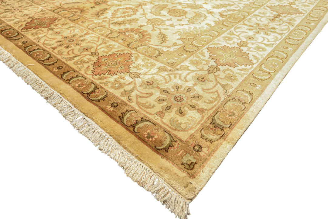 8x10 Beige, Rose, Mint Color Hand Knotted Oushak New Zealand Wool Transitional Oriental Rug