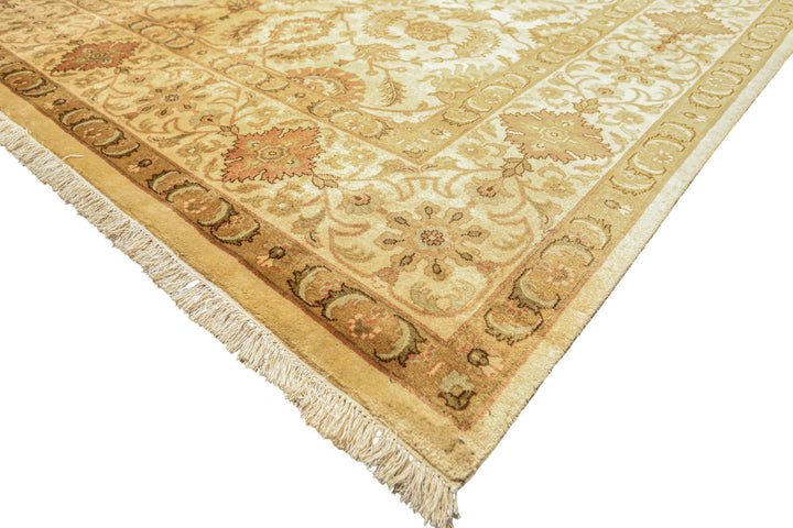 8x10 Beige, Rose, Mint Color Hand Knotted Oushak New Zealand Wool Transitional Oriental Rug