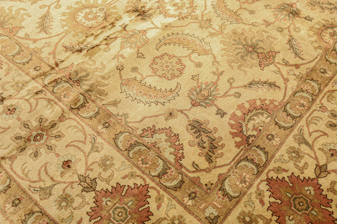 8x10 Beige, Rose, Mint Color Hand Knotted Oushak New Zealand Wool Transitional Oriental Rug
