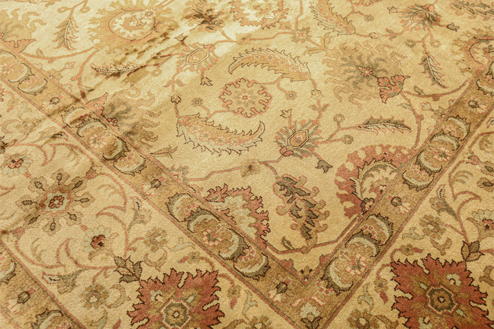 8x10 Beige, Rose, Mint Color Hand Knotted Oushak New Zealand Wool Transitional Oriental Rug