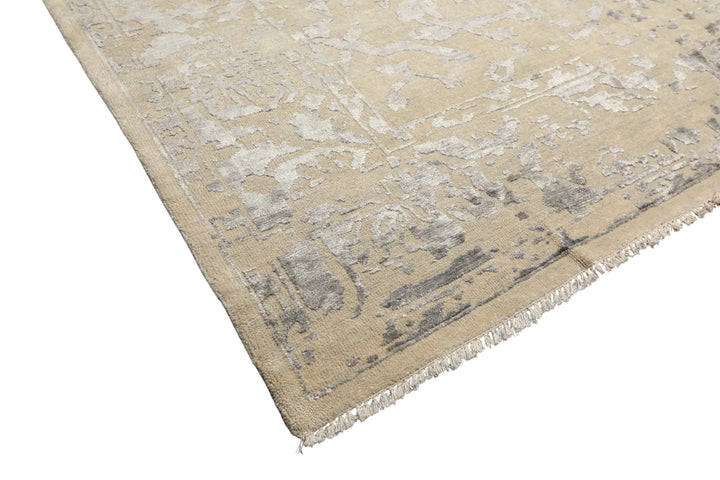 8x10 Beige, Gray, Color Hand Knotted Oushak Wool &amp; Bamboo Silk Modern &amp; Contemporary Oriental Rug