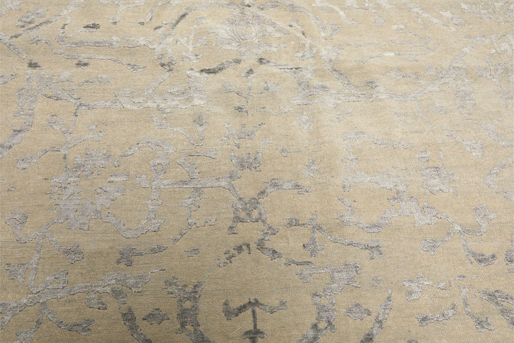 8x10 Beige, Gray, Color Hand Knotted Oushak Wool &amp; Bamboo Silk Modern &amp; Contemporary Oriental Rug