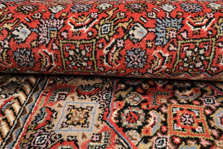 8x10 Ivory, Rose, Tan Color Hand Knotted Indo Bidjar Wool Traditional Oriental Rug
