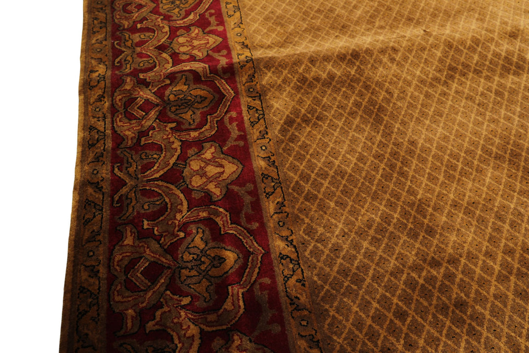 8x10 Gold, Green, Wine Color Hand Knotted Indo Persian New Zealand Wool Traditional Oriental Rug