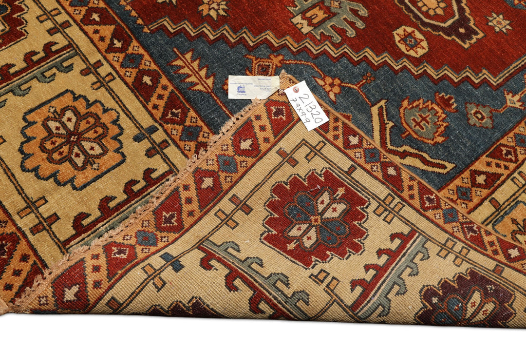 8x10 Rust, Light Gold, Blue Color Hand Knotted Oushak Wool Transitional Oriental Rug