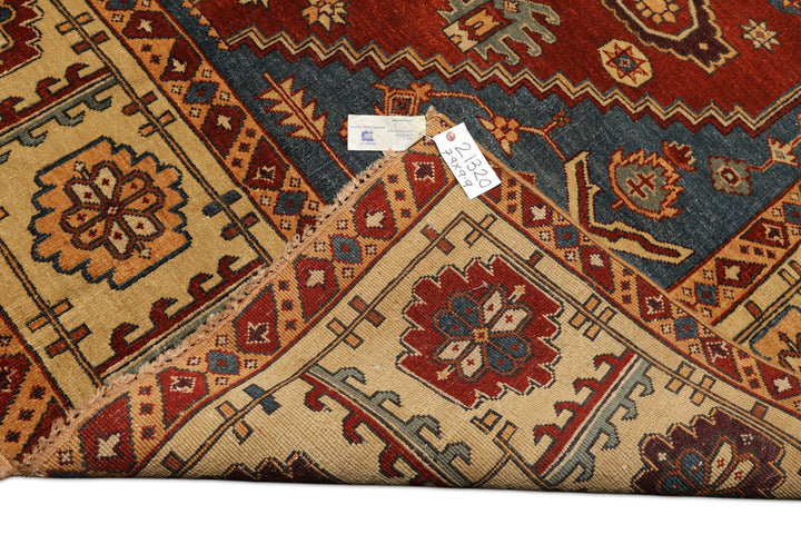 8x10 Rust, Light Gold, Blue Color Hand Knotted Oushak Wool Transitional Oriental Rug