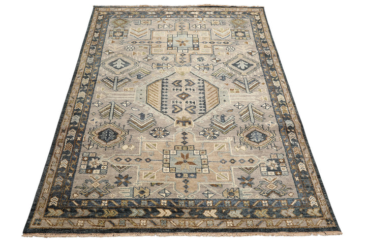 8x10 Taupe, Beige, Blue Color Hand Knotted Oushak Wool Modern &amp; Contemporary Oriental Rug