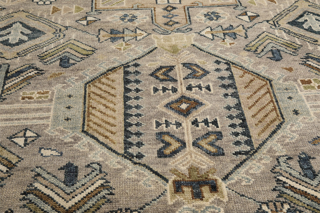 8x10 Taupe, Beige, Blue Color Hand Knotted Oushak Wool Modern &amp; Contemporary Oriental Rug