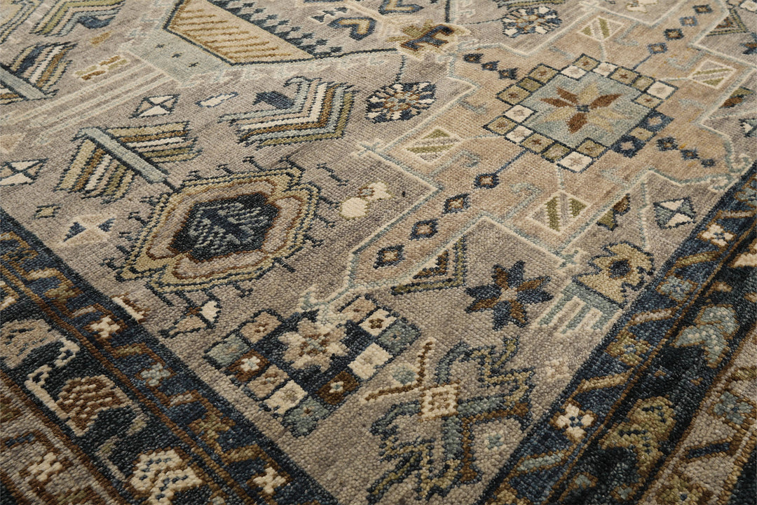 8x10 Taupe, Beige, Blue Color Hand Knotted Oushak Wool Modern &amp; Contemporary Oriental Rug