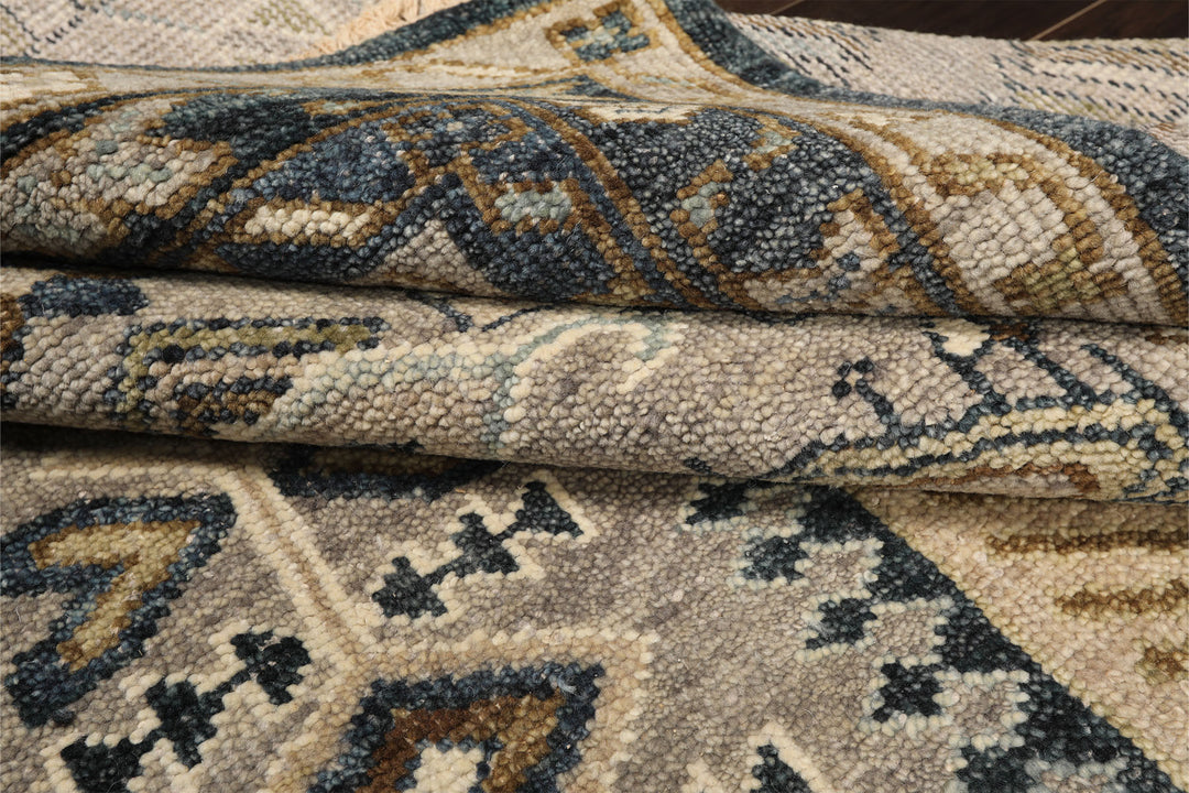 8x10 Taupe, Beige, Blue Color Hand Knotted Oushak Wool Modern &amp; Contemporary Oriental Rug