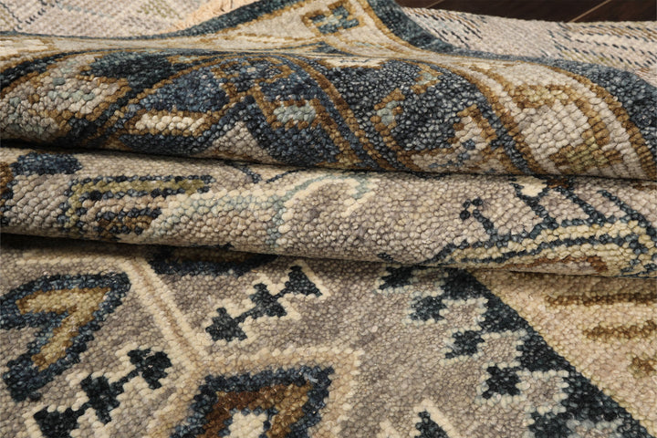 8x10 Taupe, Beige, Blue Color Hand Knotted Oushak Wool Modern &amp; Contemporary Oriental Rug