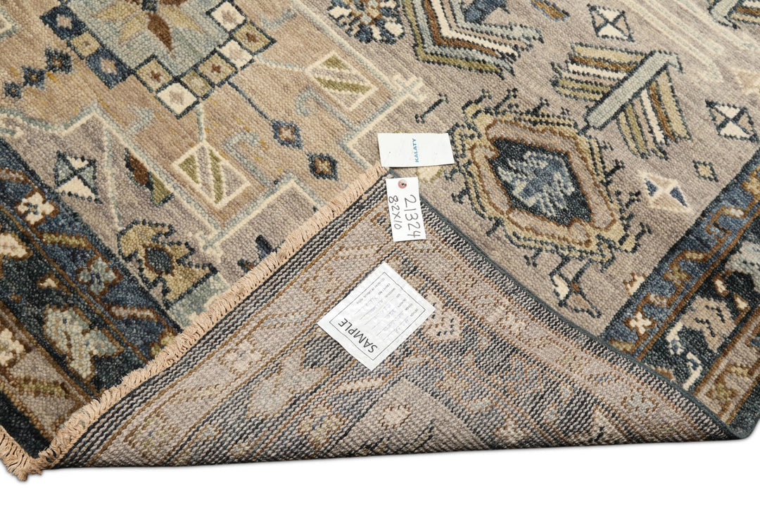 8x10 Taupe, Beige, Blue Color Hand Knotted Oushak Wool Modern &amp; Contemporary Oriental Rug