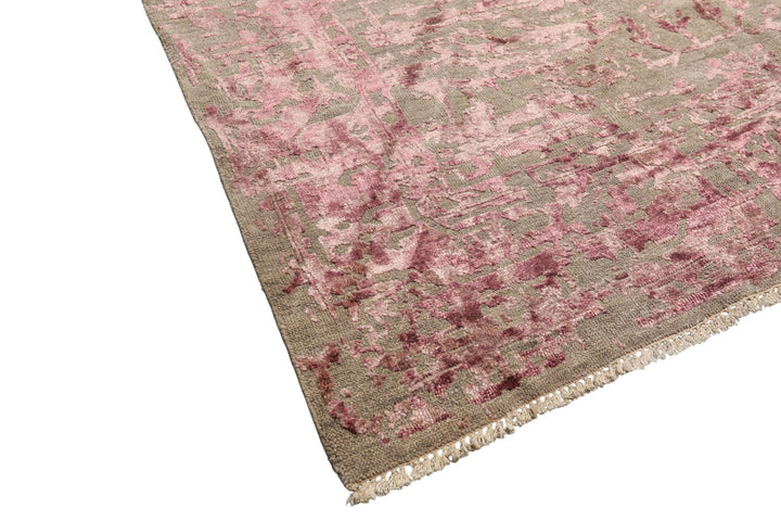 6x9 Moss, Pink, Color Hand Knotted Oushak Wool Modern &amp; Contemporary Oriental Rug
