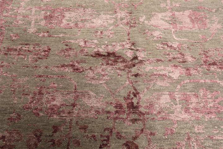 6x9 Moss, Pink, Color Hand Knotted Oushak Wool Modern &amp; Contemporary Oriental Rug