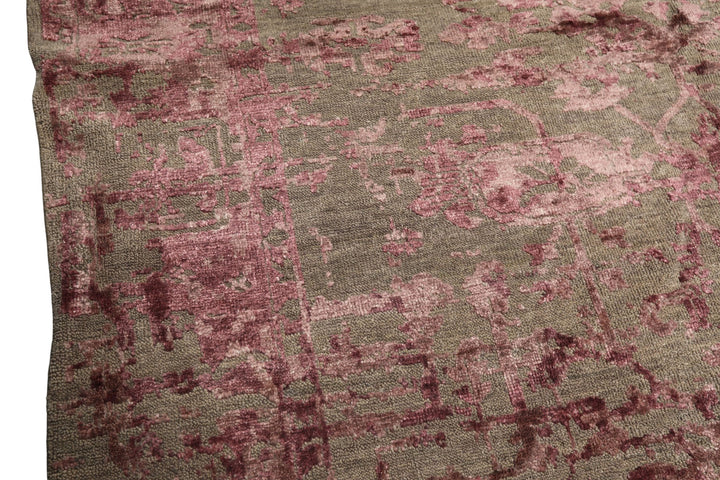 6x9 Moss, Pink, Color Hand Knotted Oushak Wool Modern &amp; Contemporary Oriental Rug