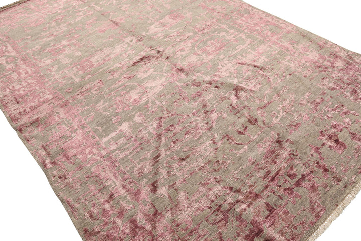 6x9 Moss, Pink, Color Hand Knotted Oushak Wool Modern &amp; Contemporary Oriental Rug