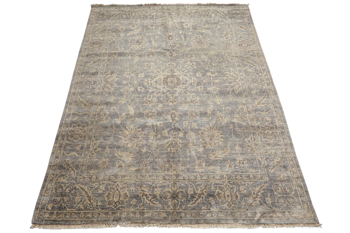 8x10 Gray, Beige, Brown Color Hand Knotted Oushak Wool Transitional Oriental Rug
