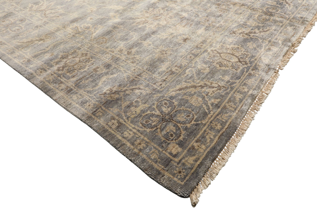 8x10 Gray, Beige, Brown Color Hand Knotted Oushak Wool Transitional Oriental Rug
