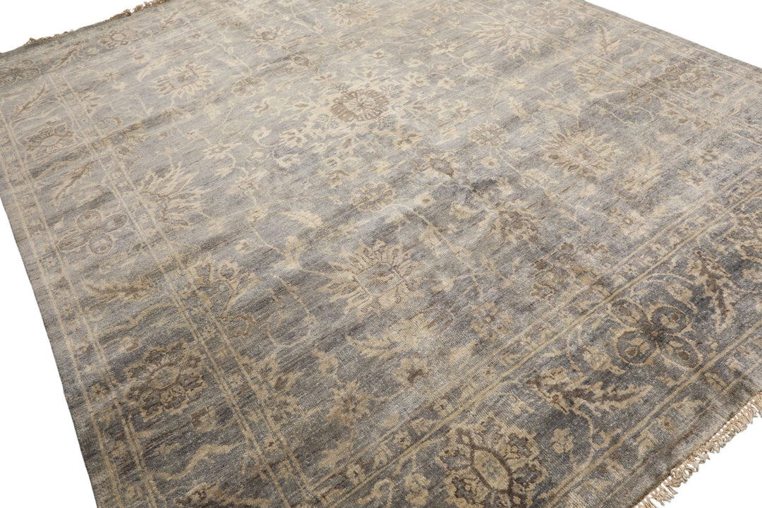 8x10 Gray, Beige, Brown Color Hand Knotted Oushak Wool Transitional Oriental Rug