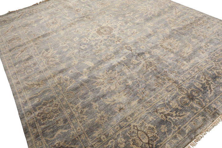 8x10 Gray, Beige, Brown Color Hand Knotted Oushak Wool Transitional Oriental Rug