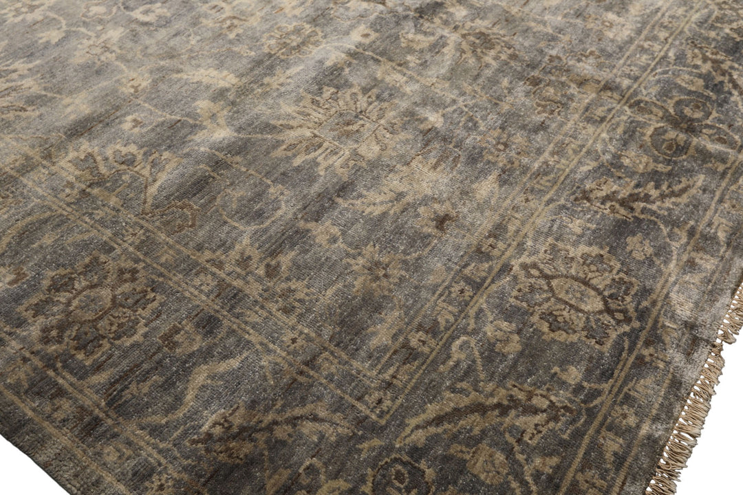 8x10 Gray, Beige, Brown Color Hand Knotted Oushak Wool Transitional Oriental Rug