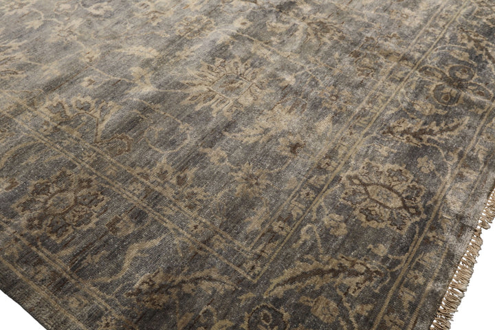 8x10 Gray, Beige, Brown Color Hand Knotted Oushak Wool Transitional Oriental Rug