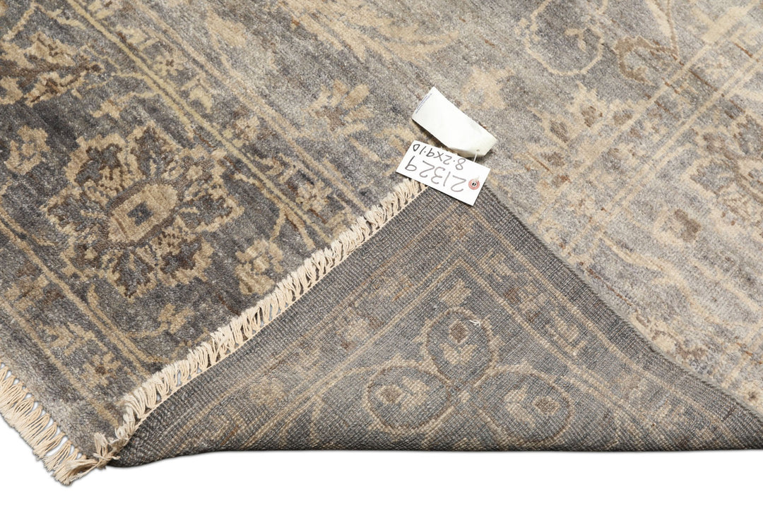 8x10 Gray, Beige, Brown Color Hand Knotted Oushak Wool Transitional Oriental Rug