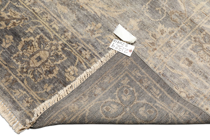 8x10 Gray, Beige, Brown Color Hand Knotted Oushak Wool Transitional Oriental Rug