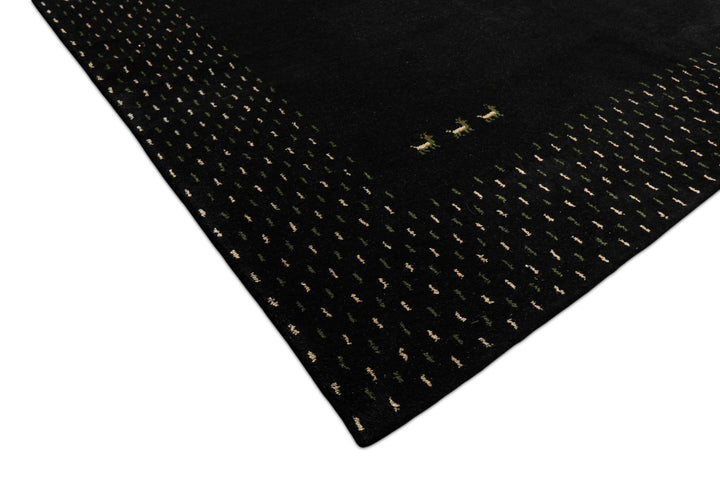 8x11 Black, Ivory, Green Color Hand Knotted Gabbeh Wool Modern &amp; Contemporary Oriental Rug