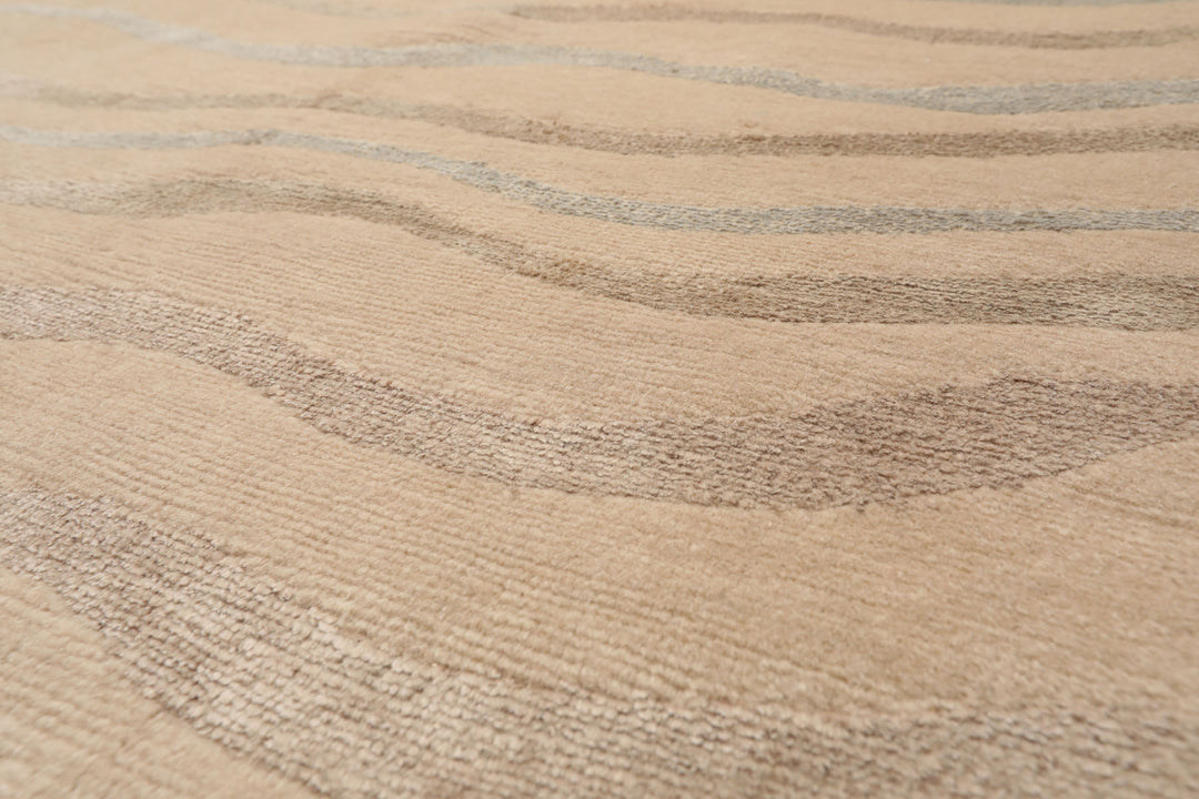 Celeste Rugs  5'10''x8'9" Contemporary Hand-Knotted Beige Wool & Silk Tibetan Oriental Rug