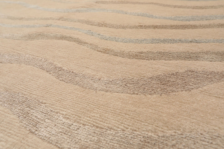 Celeste Rugs  5'10''x8'9" Contemporary Hand-Knotted Beige Wool & Silk Tibetan Oriental Rug
