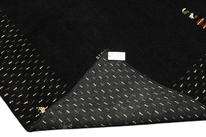8x11 Black, Ivory, Green Color Hand Knotted Gabbeh Wool Modern &amp; Contemporary Oriental Rug