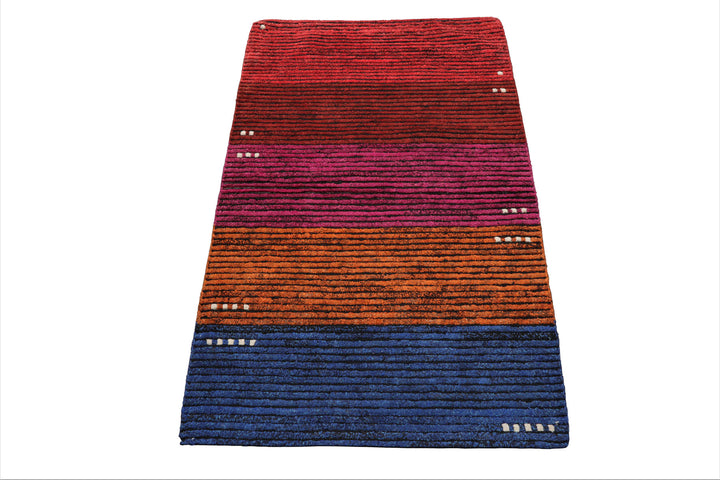 Celeste Rugs  Tufenkian 3'3''x5' Orange Hand-Knotted Tibetan Wool Modern Oriental Area Rug