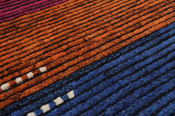 Celeste Rugs  Tufenkian 3'3''x5' Orange Hand-Knotted Tibetan Wool Modern Oriental Area Rug