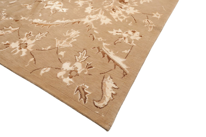 8x11 Beige, Tan, Ivory Color Hand Knotted Tibetan Wool &amp; Bamboo Silk Transitional Oriental Rug