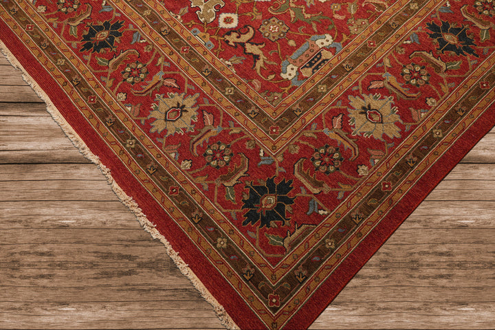 Celeste Rugs  12'3''x14'9" Traditional Nourison Nourmak Sumak Rusty Red Hand Knotted Wool Oriental Area Rug