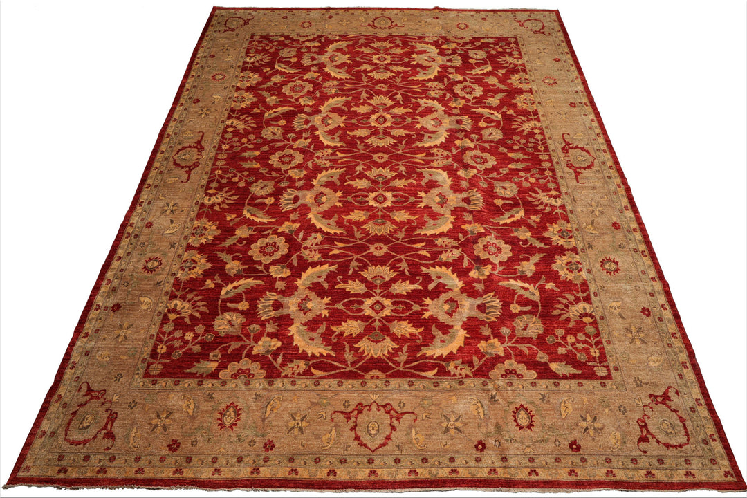Celeste Rugs  12'x15'9" Red Traditional Peshawar Mahal Hand Knotted 200 KPSI Wool Oriental Area Rug