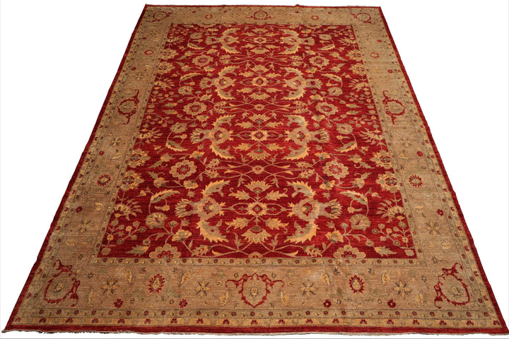 Celeste Rugs  12'x15'9" Red Traditional Peshawar Mahal Hand Knotted 200 KPSI Wool Oriental Area Rug