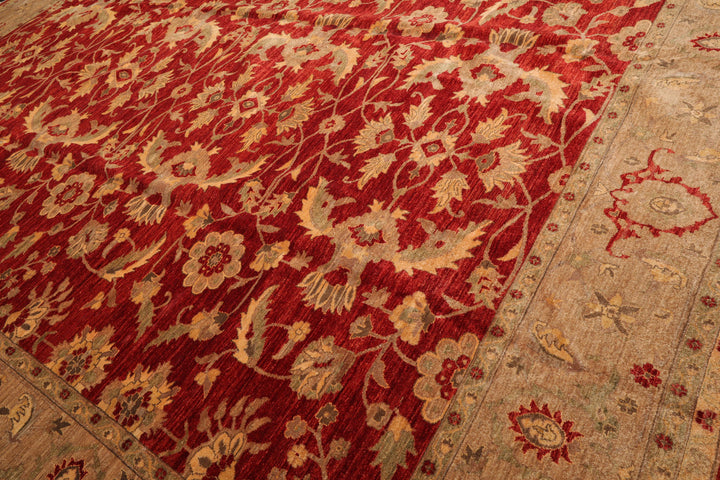 Celeste Rugs  12'x15'9" Red Traditional Peshawar Mahal Hand Knotted 200 KPSI Wool Oriental Area Rug