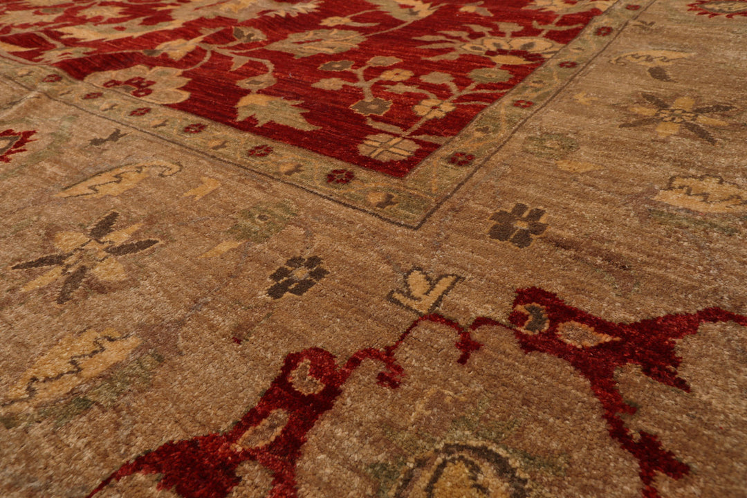 Celeste Rugs  12'x15'9" Red Traditional Peshawar Mahal Hand Knotted 200 KPSI Wool Oriental Area Rug