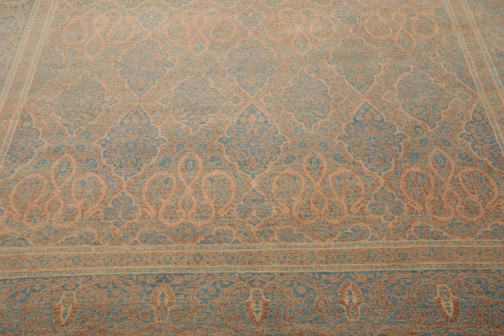 8x10 Beige, Tan, Aqua Color Hand Knotted Pak Persian 100% Wool Traditional Oriental Rug