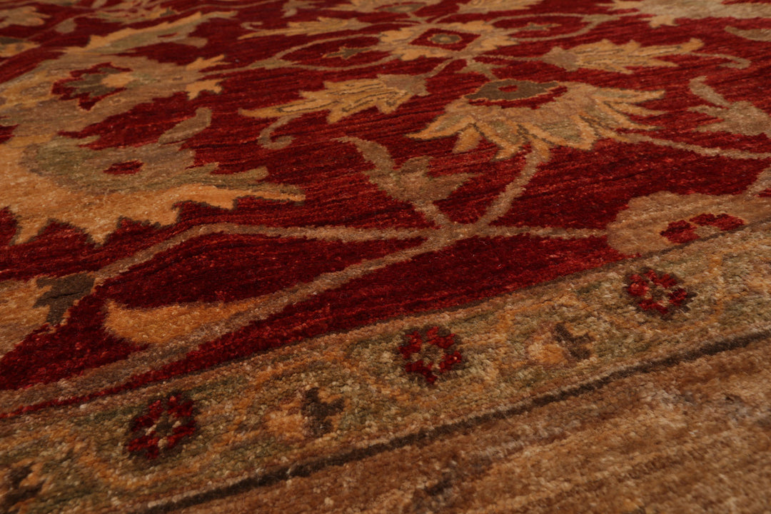 Celeste Rugs  12'x15'9" Red Traditional Peshawar Mahal Hand Knotted 200 KPSI Wool Oriental Area Rug