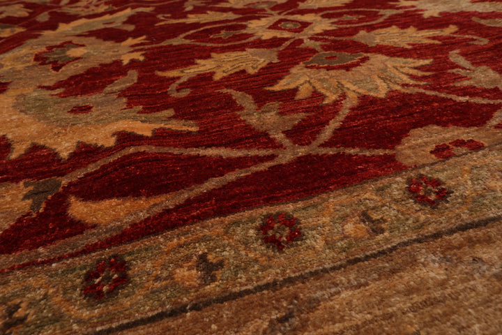 Celeste Rugs  12'x15'9" Red Traditional Peshawar Mahal Hand Knotted 200 KPSI Wool Oriental Area Rug