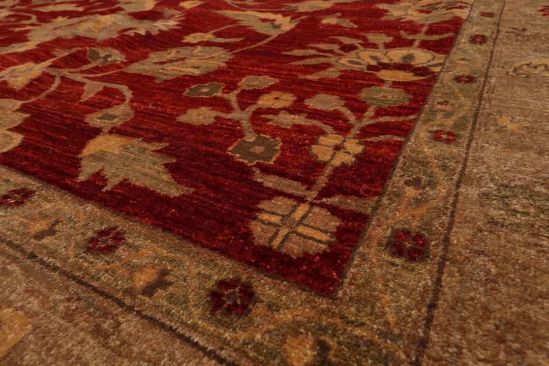Celeste Rugs  12'x15'9" Red Traditional Peshawar Mahal Hand Knotted 200 KPSI Wool Oriental Area Rug