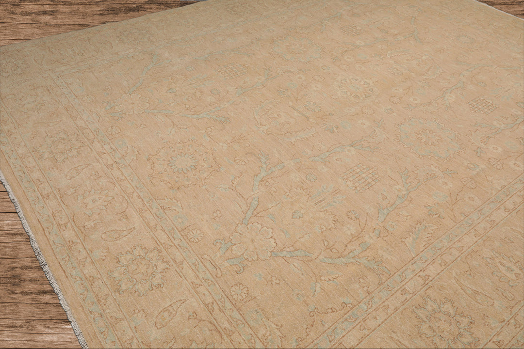 Celeste Rugs  Hand Knotted Traditional Chobi Peshawar 9'3''x11'9" Beige Wool Oriental Area Rug