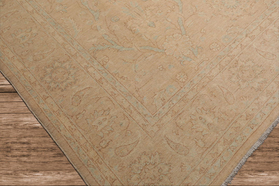 Celeste Rugs  Hand Knotted Traditional Chobi Peshawar 9'3''x11'9" Beige Wool Oriental Area Rug