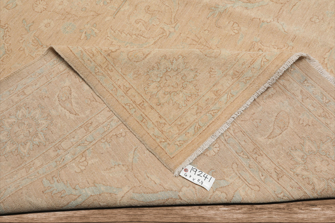 Celeste Rugs  Hand Knotted Traditional Chobi Peshawar 9'3''x11'9" Beige Wool Oriental Area Rug