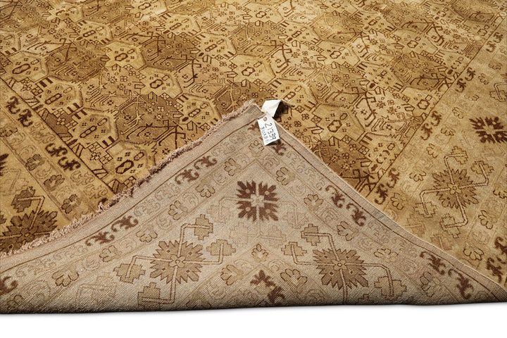 9x12 Light Gold, Tan, Brown Color Hand Knotted Agra Wool Transitional Oriental Rug