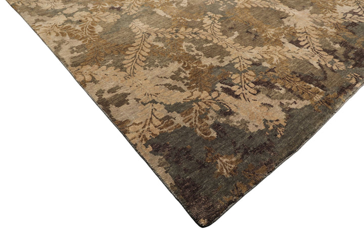 8x10 Beige, Gray, Tan Color Hand Knotted Tibetan Wool Transitional Oriental Rug
