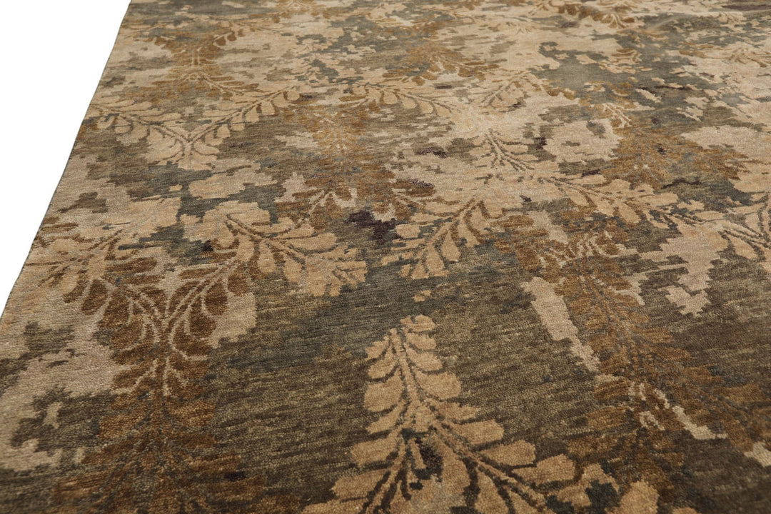 8x10 Beige, Gray, Tan Color Hand Knotted Tibetan Wool Transitional Oriental Rug